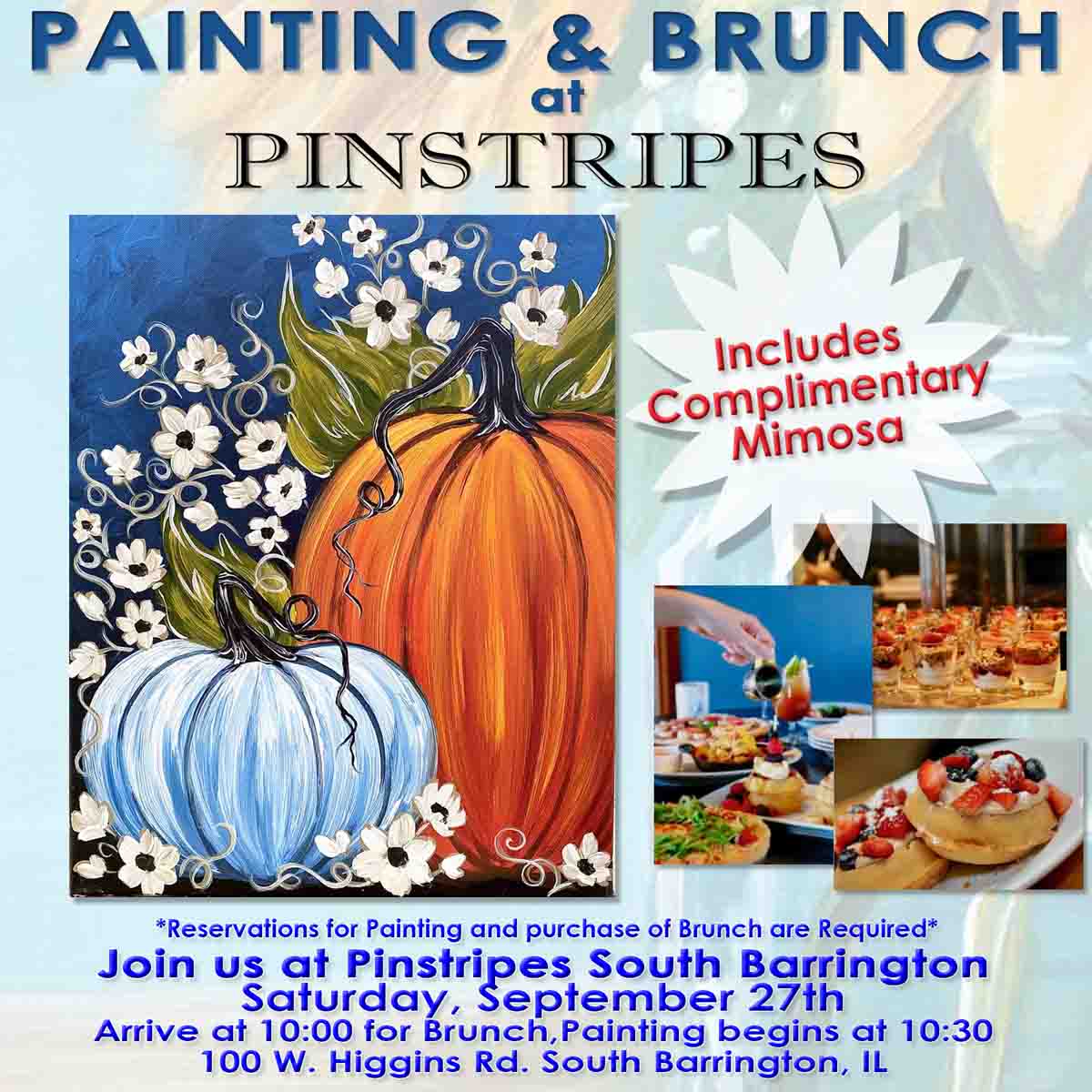 Painting, Mimosa & Brunch at Pinstripes *CHECK CLASS DETAILS*